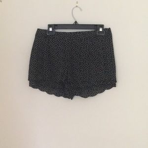 White and Black Polka Dot Fabric Shorts